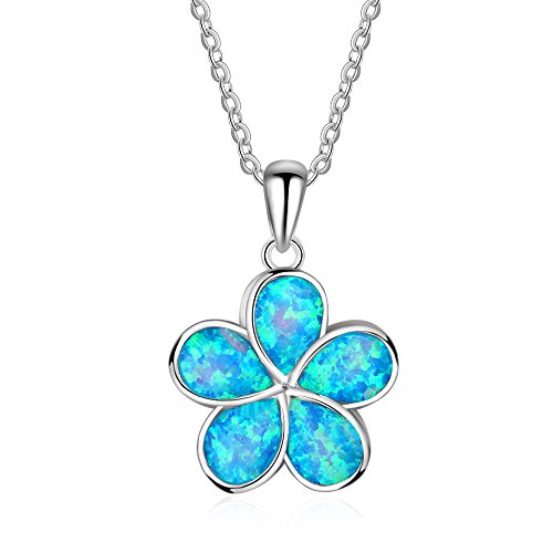 YAZILIND Elegante Anhänger Halskette Silber Mode Blaue Blume Edelstein Schlüsselbein Kette Damen Mädchen von YAZILIND