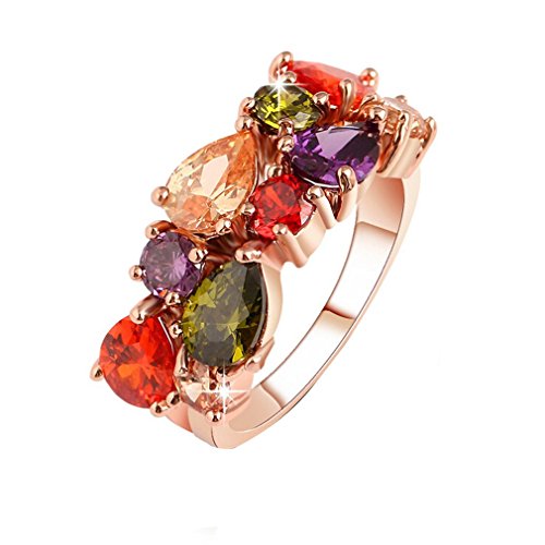 YAZILIND 18K Elegante Bunte Nizza Kristallring Nizza Dame Want Gold überzogenes Neueste Trend 7 von YAZILIND