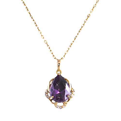 YAZILIND Jewelry Schmuck Gold vergoldet Kristall Elegante Damen Halskette mit Anhänger Violet lila 45cm von YAZILIND