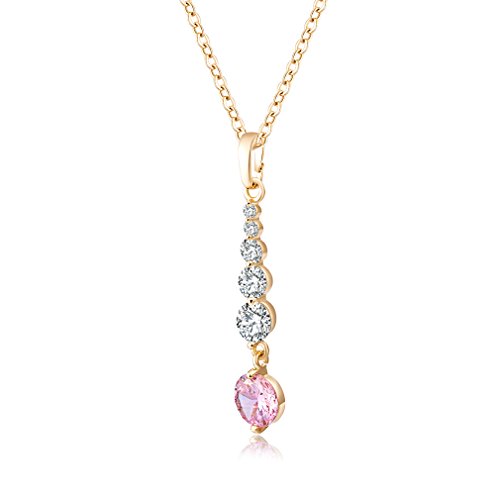 YAZILIND Jewelry Schmuck gold vergoldet Pink Kristall elegante Damen Halskette mit Anhänger 45cm von YAZILIND