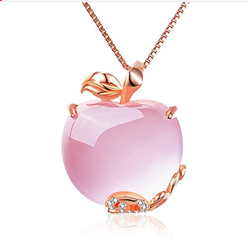 YAZILIND 925 Sterling Silber Halskette Rose Gold überzogen Apfel Form Cubic Zirconia Anhänger für Frauen Mädchen von YAZILIND