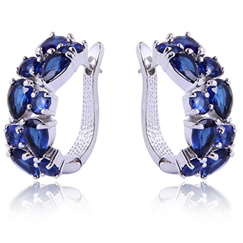 Yazilind Blendend Rhodiniert Saphir Blau Pear Runde Cut Zirkonia Klaue Kleine Creolen Yazilind Blendend Rhodiniert Saphir Blau Pear Runde Cut Zirkonia Klaue Kleine Creolen von YAZILIND