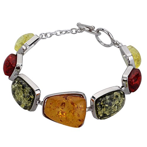 YAZILIND Frauen-Weinlese-Silber überzogene orange Bernstein-Armband-Armbänder Schmuck Geschenke von YAZILIND