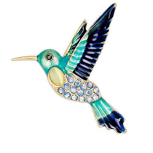 YAZILIND Humming Vogel CZ entwickelt Brosche Clip Strass Brosche Hochzeit Prom Pin für Vintage Kleidung Dekoration Alloy Schmuck (blau) von YAZILIND