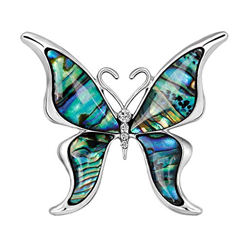 YAZILIND Meer Abalone Schale Brosche Schmetterlings-Form Strass Legierung Kragen Pins Tier Corsage Schmuck für Frauen von YAZILIND