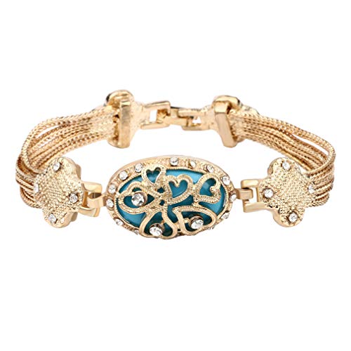 YAZILIND Mode Damen hohl Armband Luxus edelstein Strass Vintage schmuck übertrieben persönlichkeit Freundschaft armbänder Gold + blau von YAZILIND