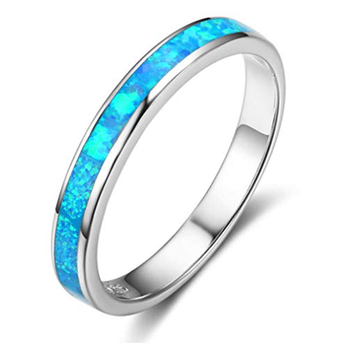 YAZILIND S925 Sterling Silber Ring Opal Statement Ringe Frauen Verlobungsringe Frauen Jubiläumsschmuck Blau 16.6 von YAZILIND