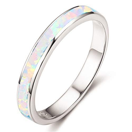 YAZILIND S925 Sterling Silber Ring Opal Statement Ringe Frauen Verlobungsringe Frauen Jubiläumsschmuck Weiß 20.1 von YAZILIND