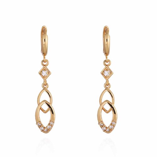 Yazilind Schmuck Charme 18K Hohl Design Gold Filled Inlay Glänzend Runde Clear Crystal baumeln Ohrringe für Frauen von YAZILIND