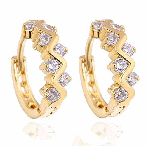 Yazilind Schmuck Charming Glatte Gold hohle Twisted- Style- Inlay Glänzend Runde Clear Crystal Kleine Ohrringe für Frauen von YAZILIND