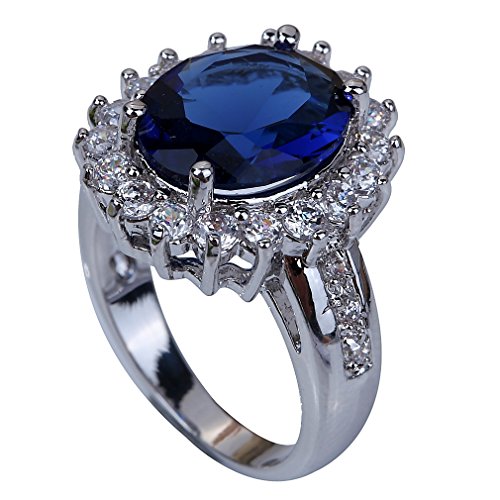 YAZILIND Schmuck Einzigartige Entwurfs-Silber überzogene Sapphire Women Ring Dame Geschenk Size9 von YAZILIND