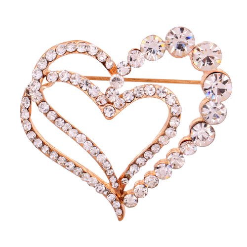 Yazilind Schmuck-Geschenk Rose Gold Kristall Glaring Ganz Liebevolles Herz Broschen und Pins Klassiker für Frauen & Mädchen von YAZILIND