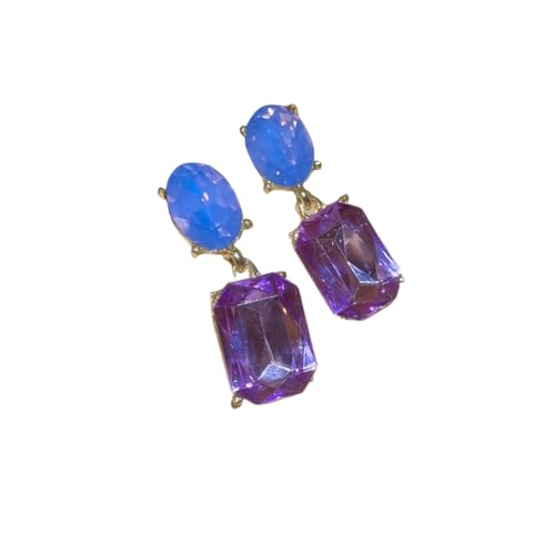 Yazilind Schmuck versilbert Lila Rechteck Voll Zirkonia CZ Flawless lange baumeln Ohrringe von YAZILIND