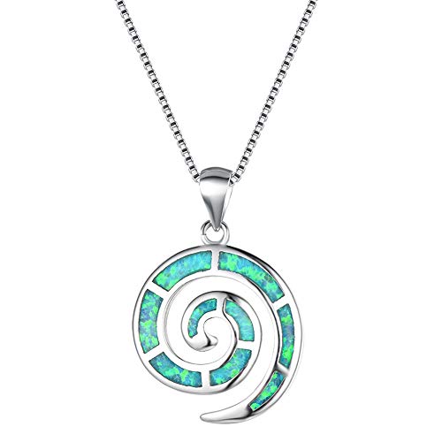 YAZILIND Spirale Form Opal Anhänger Halskette Exquisite Schlüsselbein Kleid Halsketten Platin Überzogene Kette Beste Braut Hochzeit Schmuck (blau) von YAZILIND