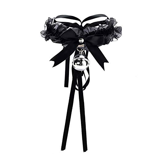 YAZILIND Spitze Lolita Ribbon Bow mit Glocke Halsband Halsband Halskette für Paar Zurückhalten Vergnügen Spielzeug Schwarz von YAZILIND