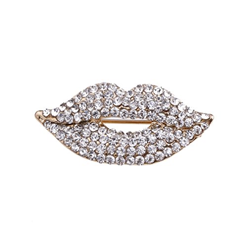 YAZILIND Strass Lippe Broschen Exquisite Schmuck Geschenk für Frauen (weiß) von YAZILIND