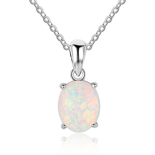 YAZILIND Valentinstag Halskette Silber Kristall Opal s925 Frauen Halskette (Anhänger + Kette) von YAZILIND