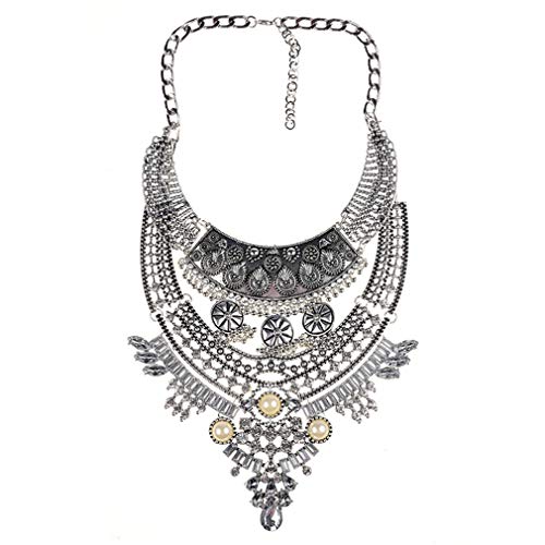 YAZILIND übertrieben Retro Alloy Chain Halskette Kragen Lätzchen Chunky Halsketten für Frauen Damen Geburtstag Schmuck Geschenk Silber von YAZILIND