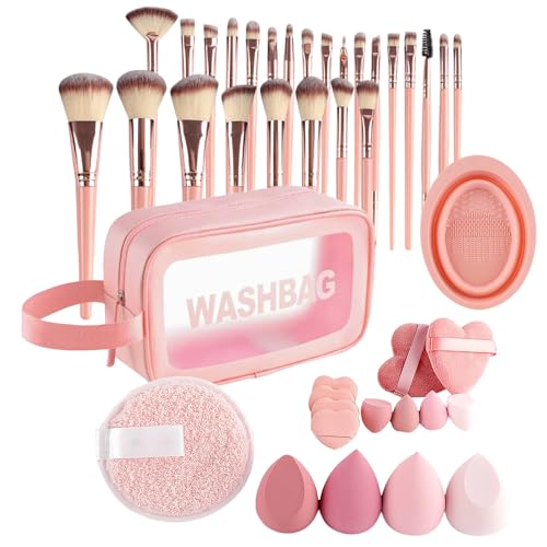 Yaztauho Makeup Pinsel Set | 46 Teile Lidschatten Foundation Kosmetik Pinsel Set | Puderquasten Beauty Zubehör mit Aufbewahrungstasche für Anwendung Zuhause Frauen Mädchen Reise Outdoor von Yaztauho