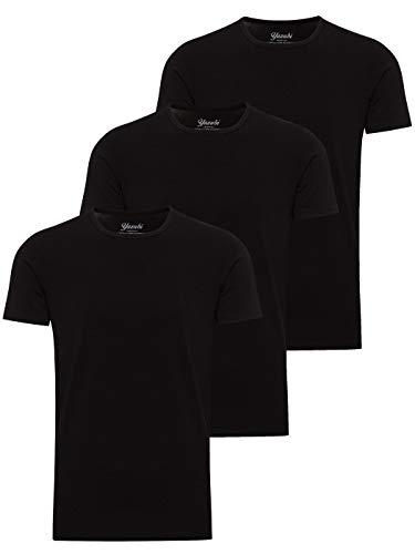 Yazubi 3er Pack Basic Tshirt Herren T-Shirt Schwarzes Baumwollshirt Shirt Männer Black T Shirt Set Mythic, (Bl. 194008), S von Yazubi