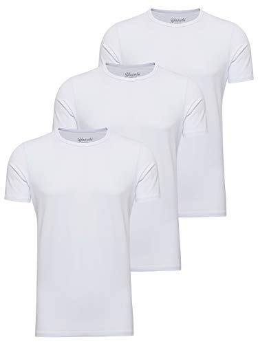 Yazubi 3er Pack Baumwoll Oversize T Shirts Männer Weiss Herren T-Shirt Weiß Basic Tshirt Mythic, (Brilliant White 114001), 5XL von Yazubi