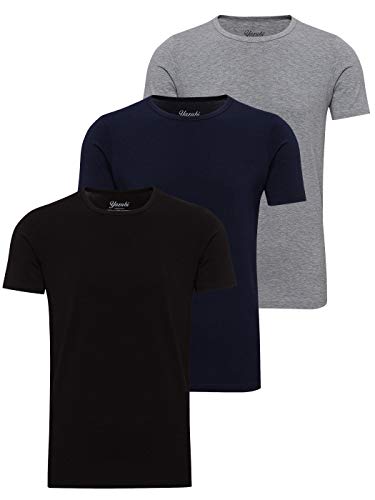 Yazubi 3er Pack Lange Basic T Shirts Herren T-Shirt Tshirt Männer Baumwoll Sport Shirt Jungen Kurzarmshirt Mythic, Mix (mix2), S von Yazubi