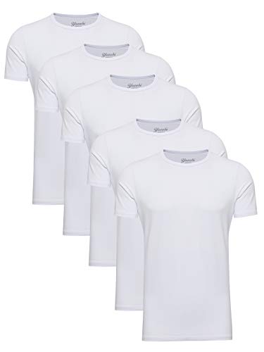 Yazubi 5er Pack Baumwoll Oversize T Shirts Männer Weiss Herren T-Shirt Weiß Basic Tshirt Mythic, (Brilliant White 114001), 5XL von Yazubi