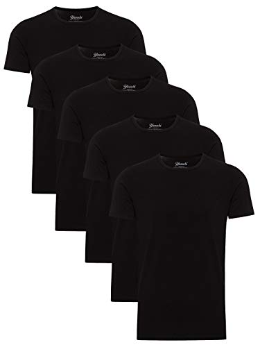 Yazubi 5er Pack Ovesize Basic T Shirt Schwarz Herren Tshirt Set Black Übergroßes T-Shirt für Männer Mythic, Schwarz (Black 194008), 5XL von Yazubi