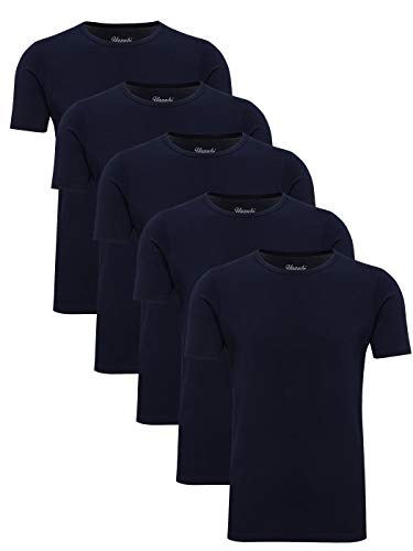Yazubi 5er Pack T-Shirt Blau Herren Set Oversized Tshirt Baumwoll Männer Shirt Plus Size Mythic, (Dark Sapphire 194020), 4XL von Yazubi