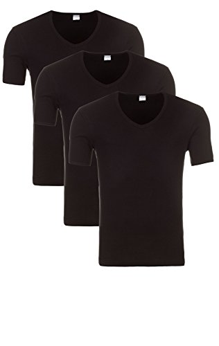 Yazubi Basic Herren T-Shirt - Slim Fit Shirts mit V-Ausschnitt, Schwarz (3er Pack schwarz 1001), L von Yazubi