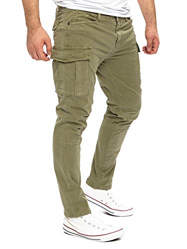 Yazubi Jayden - Herren Cargohose - Cargo Hose Slim Fit - Männer Baumwoll Stoffhose, Grün (Dusky Green 170517), W40/L32 von Yazubi