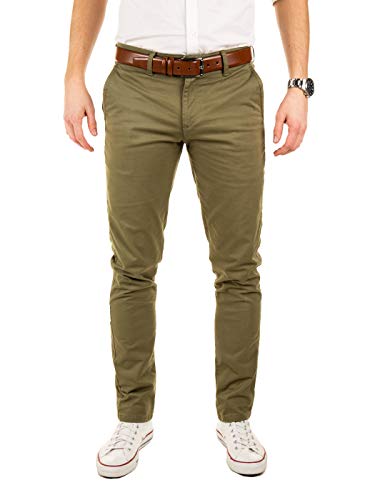 Yazubi Herren Chino Hose Dustin - Chinohose mit Gürtel, Grün (Dusky Green 4R170517), W38/L32 von Yazubi
