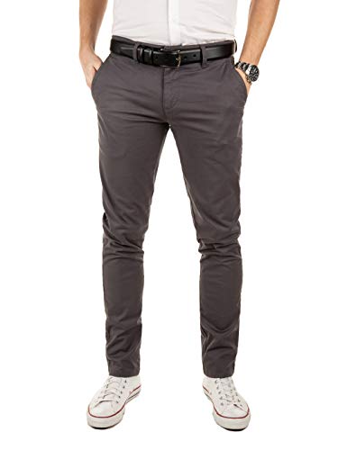 Yazubi Chino Hose Herren - Modell Dustin mit Gürtel - Lange Graue Business Chinohose für Maenner mit Stretch, Grau (Magnet 4R193901), W31/L36 von Yazubi