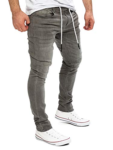 Yazubi Erik - Herren Sweathose in Jeansoptik - Jogginghose Slim Fit - Graue Jeanshosen Männer Stretch, Grau (Dark Gull Gray 180403), W40/L30 von Yazubi