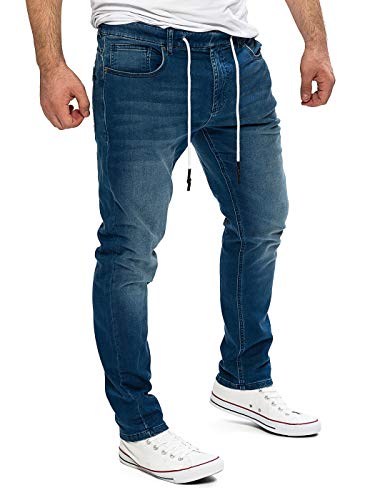 Yazubi Erik - Joggingjeans Hosen Herren Jeans - Mit Elastischem Bund - Denim Jogginghose in Used Look, Dunkelblau (feded Blue 174021), W38/L34 von Yazubi