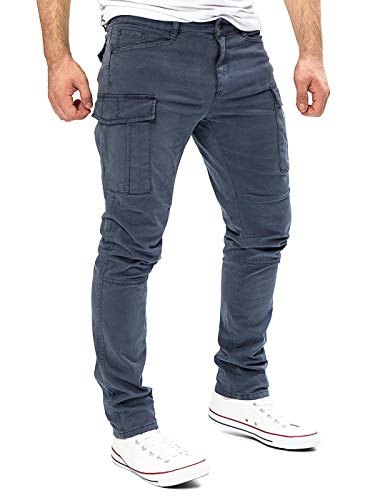 Yazubi Jayden - Stretch Cargo Chino Jogger - Herren Cargohose Slim Fit - Baumwoll Männer Stoffhose, Grau (Turbulence 194215), W40/L30 von Yazubi