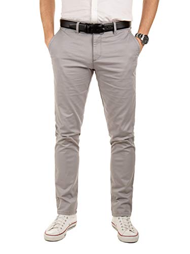 Yazubi Herren Chino Hose Dustin - Chinohose mit Gürtel, Grau (Gull 4R173802), W33/L38 von Yazubi