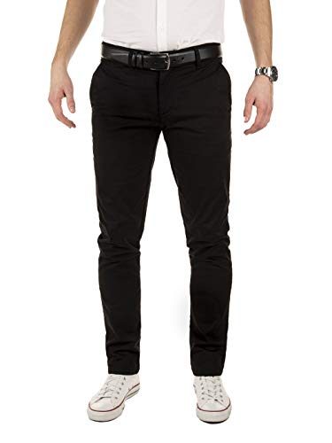 Yazubi Herren Chino Hose Dustin - Chinohose mit Gürtel, Schwarz (Black 4R194008), W33/L38 von Yazubi