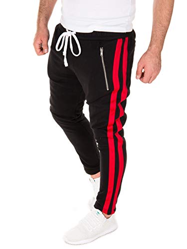 Yazubi Herren Jogginghose Rayne, Schwarz/Rot (Black - Red 1602), L von Yazubi