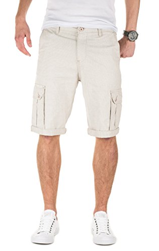 Yazubi Herren Shorts Daniel - Elegante, Cargo Shorts aus Sommerstoff mit Hahnentritt-Muster, Beige (Moonstruck 144500), W33 von Yazubi