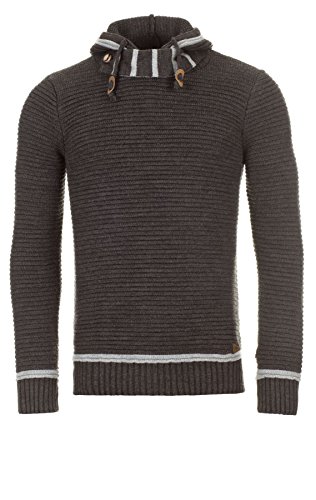 Yazubi Herren Strickpullover 129 - Kapuzenpullover für Männer, Grau (Anthracite 1003), M von Yazubi