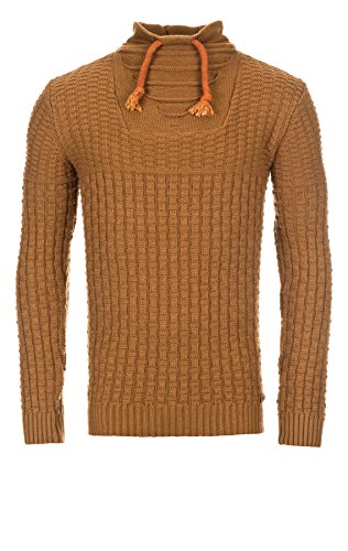 Yazubi Herren Strickpullover mit Stehkragen und Tunnelzug 125, Camel (1016), S von Yazubi