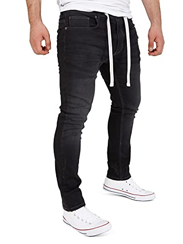 Yazubi Steve - Herren Jeans Männer Straight Fit - Jogger Jean Mit Tunnelzug - Jogginghose Style Jeans Skinny, Schwarz (Phantom 194205), W32/L34 von Yazubi