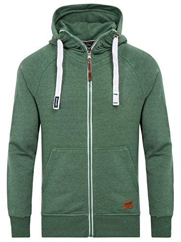 Yazubi Sweat Herren Jacke Zip Pullover Männer Sweatshirt Zip Hoody Kapuzenpullover Pulli Sweatshirtjacke Jacob, Grün (Myrtle Green 186114), S von Yazubi