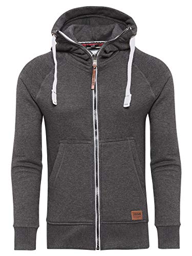 Yazubi Sweatshirt Graue Kapuzenjacke Herren Reissverschluss Männer Kapuzenpullover Zipper Hoody Kapuzenjacke Jacob, Grau (Moonless Night 194203), S von Yazubi