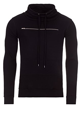 Yazubi Herren Sweatshirt Hoodie Kallari Zipped Chest Pocket, Black (10001), S von Yazubi