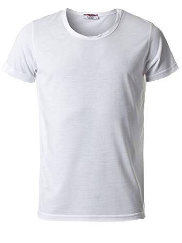 Yazubi Herren T-Shirt Slimfit Basic mit Rundhalsausschnitt - Männer Casual Shirt Kurzarmshirt Weiss - White Sommer Sport, Weiß, M von Yazubi