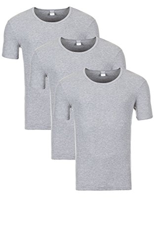 Yazubi Herren T-Shirt mit Rundhalsausschnitt - Männer Slim Fit Basic Shirts, Grau (3er Pack grau-Melange 1003), L von Yazubi