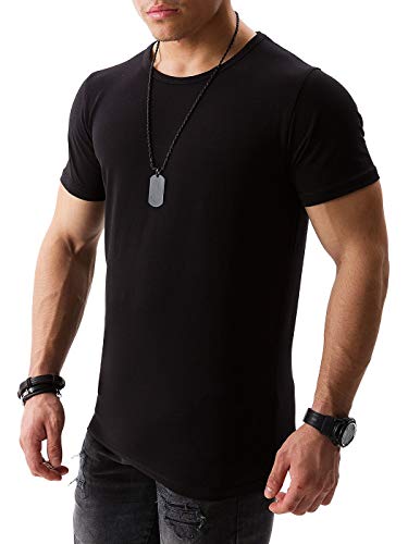 Yazubi Herren T-Shirts Mythic - Sommer Rundhals-Ausschnitt schwarzes Slim Fit - Moderner Männer Tshirt - lang, Schwarz (Black 194008), S von Yazubi