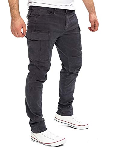Yazubi Jayden - Herren Hose Cargo Chino - Stoff Cargohose Slim Fit - Baumwoll Cargojeans, Grau (Nine Iron 193908), W38/L34 von Yazubi